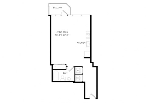 a floor plan of a 1 bedroom floor plan